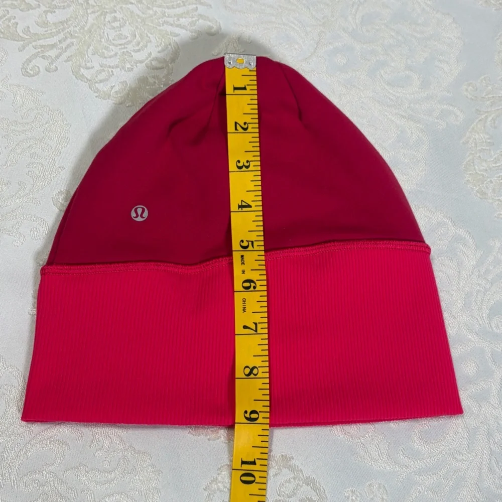 Lululemon Reversible Running Beanie With Ponytail Slot Pink